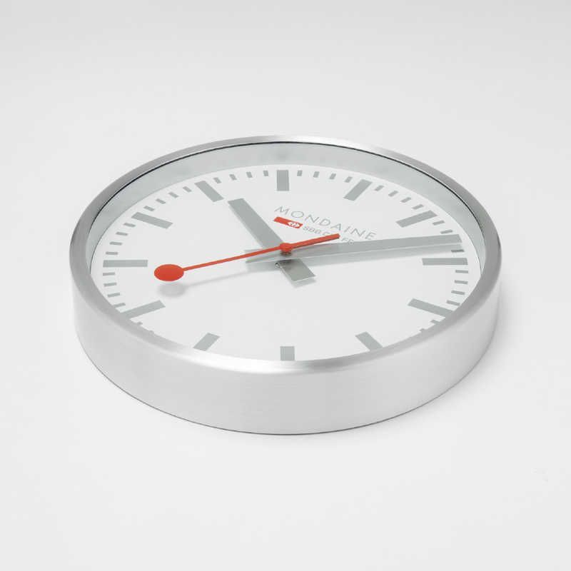 【稼動品】モンディーン　壁掛け時計　シルバー　直径25cm MONDAINE モンディーン ウォールクロック 壁掛け時計 直径25cm
