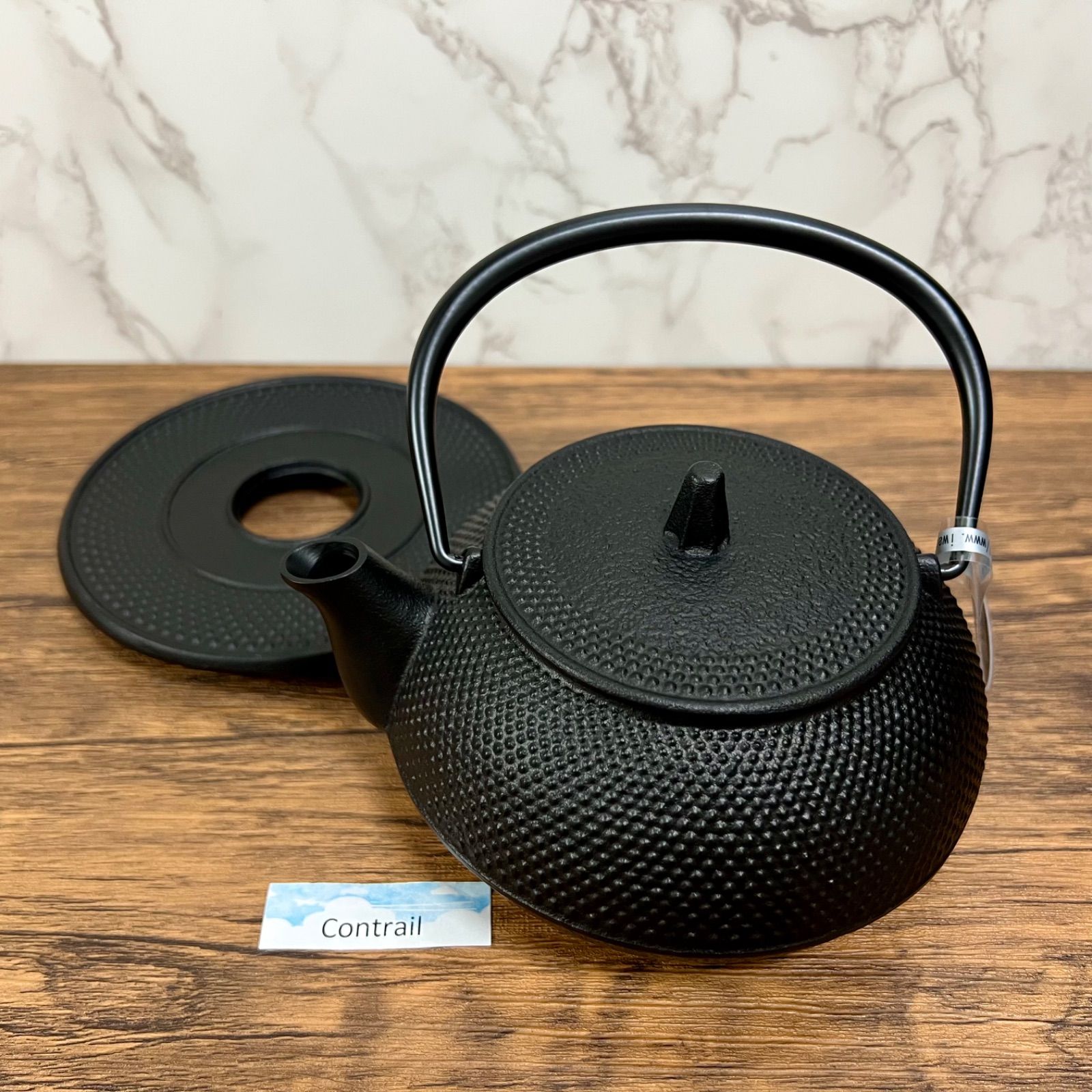 南部鉄器】岩鋳 鉄瓶兼用急須 5型新アラレ(直火対応、IH不対応) + 釜敷