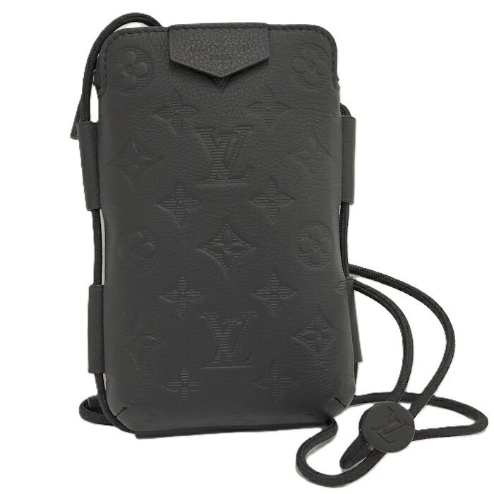 LOUIS VUITTON レースアップ ポーチ スマホポーチ モノグラムシャドウ ブラック M12601