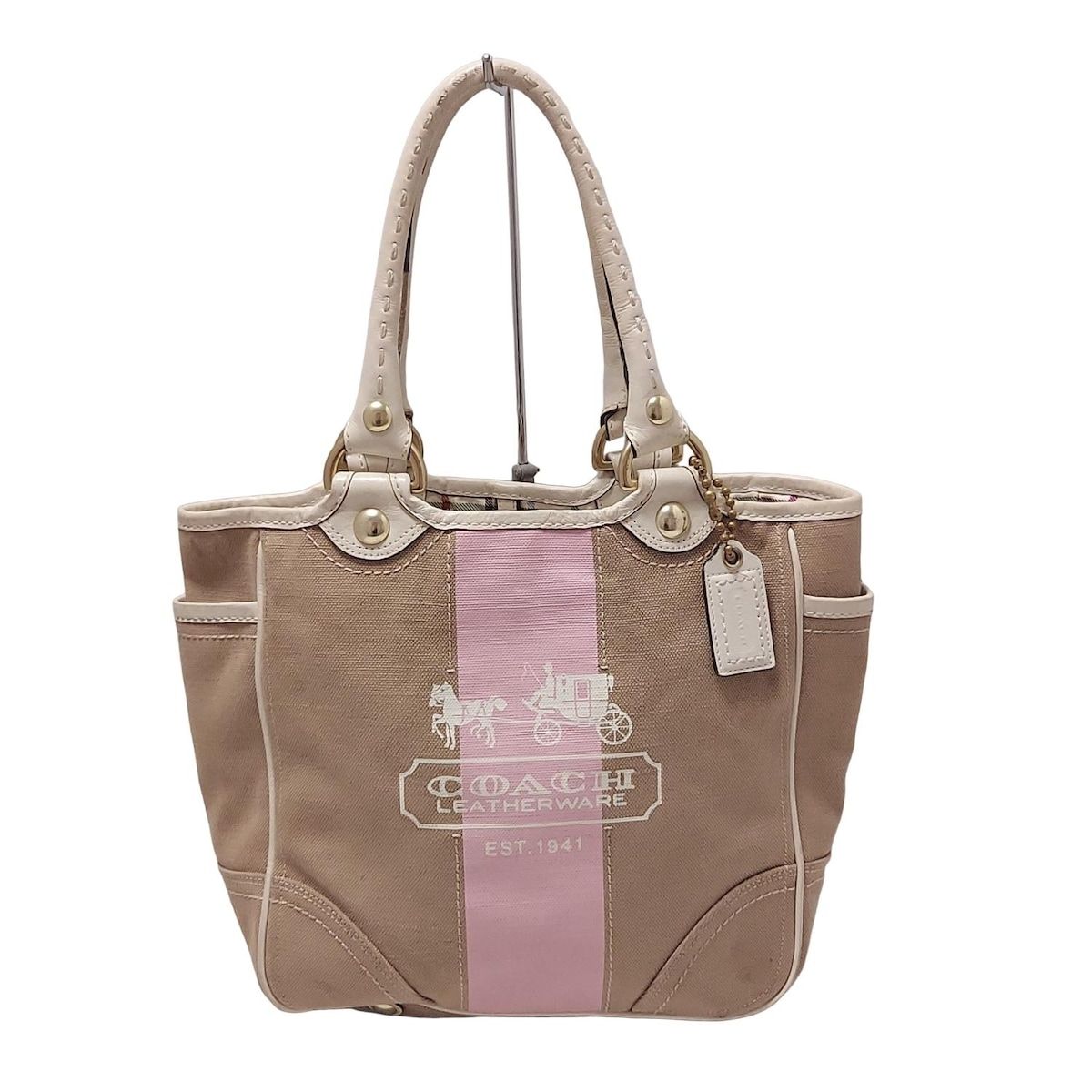 A4 COACH コーチ　トートバッグ　ヘリテージ　ブラウン　ストライプ COACH(コーチ) トートバッグ ヘリテージストライプトート 11791