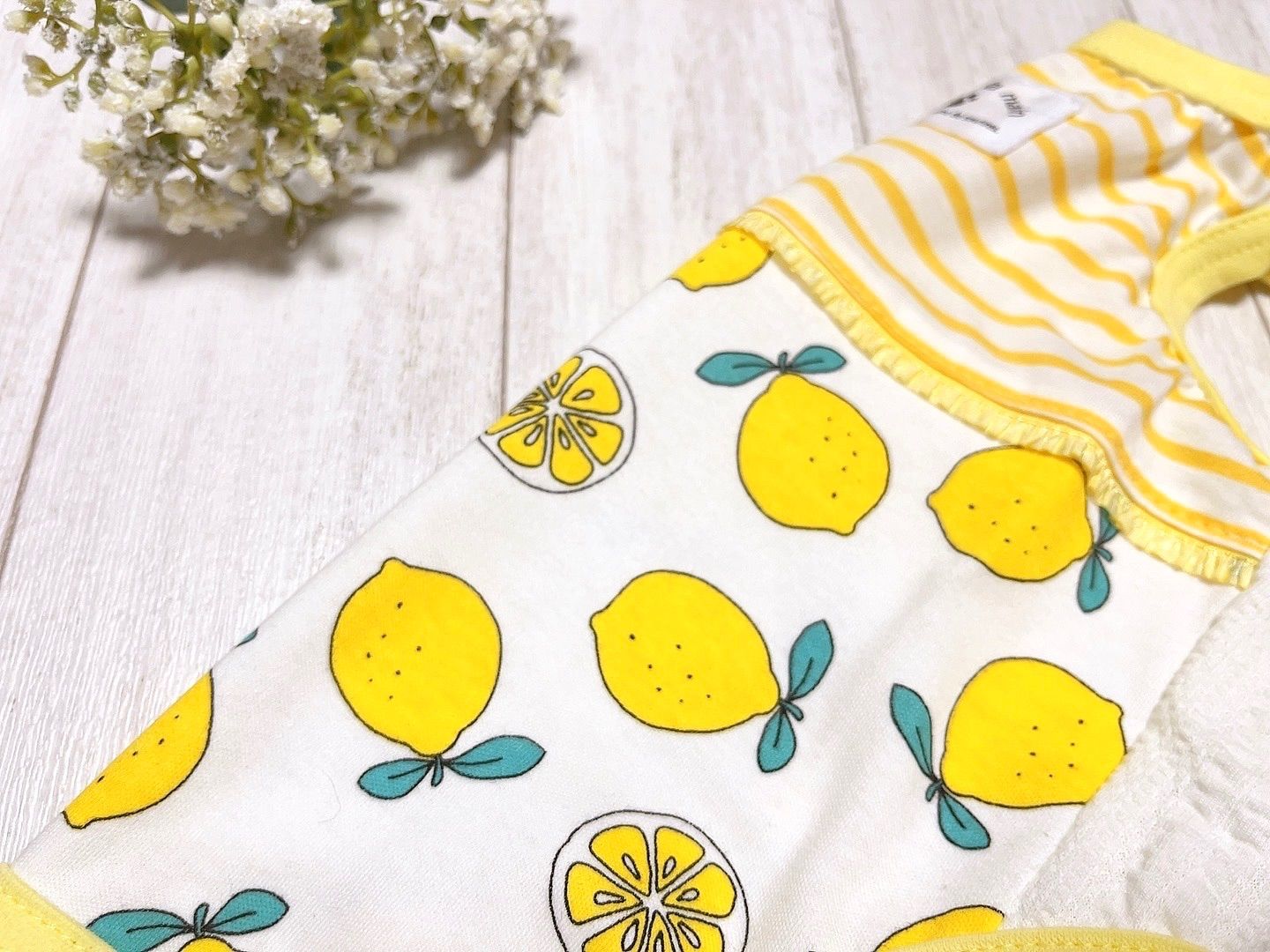 犬服 ボーダー×レモン柄タンクトップ DM 犬服 ボーダー×レモン柄タンクトップ DM イタグレ用犬服