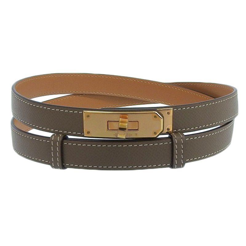 エルメス HERMES ベルト ケリーベルト エプソン エトゥープ ブラウン ピンクゴールド金具 Z刻印 2021年 新入荷 HE1060
