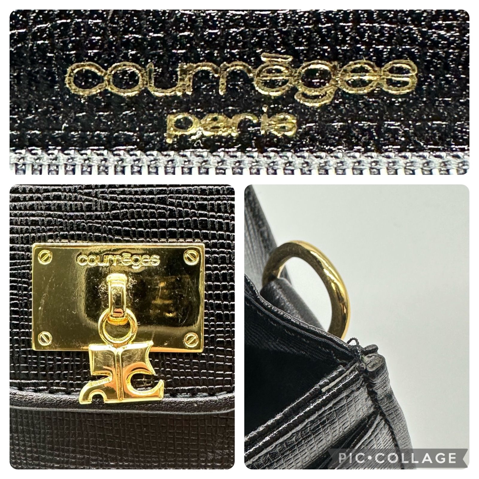 美品 courreges クレージュ ロゴ レザー ハンドバッグ 鞄 Courréges 