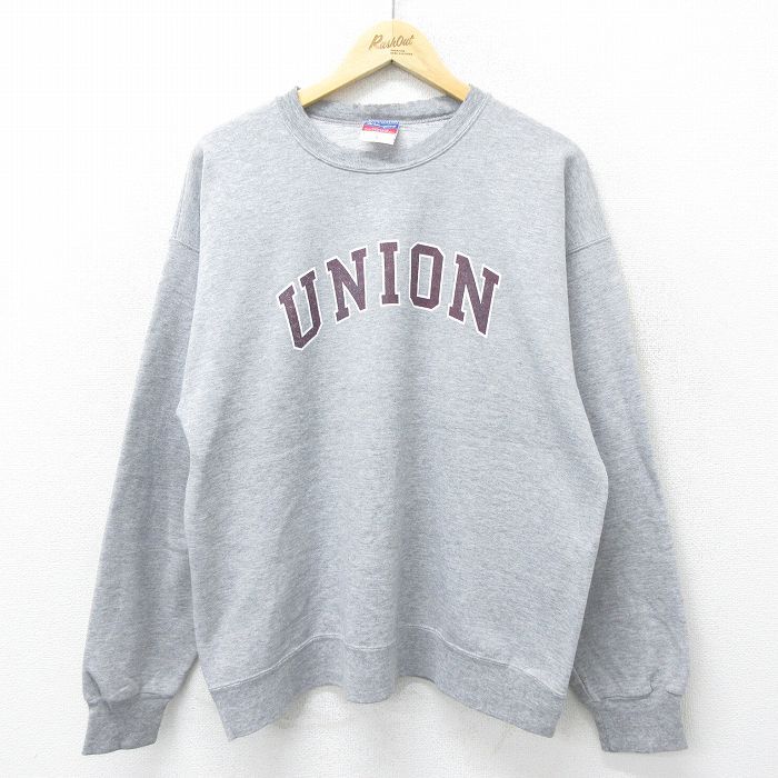 XL/古着 チャンピオン champion 長袖 スウェット メンズ 00s UNION クルーネック グレー 霜降り 24sep04 中古 スエット トレーナー トップ
