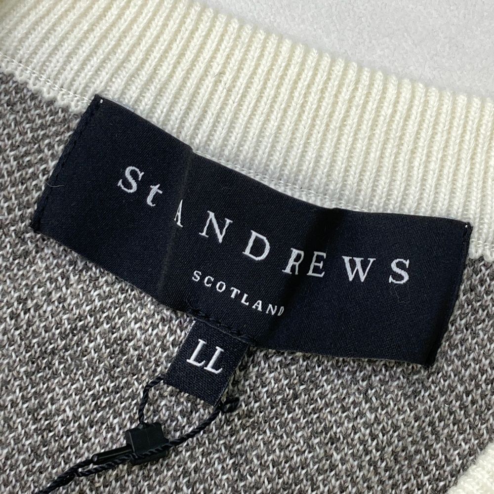 サイズ：LL ST ANDREWS セントアンドリュース 042-9270253 ウール混 ニット セーター 総柄 ブラウン系 [240101484213] ゴルフウェア メンズ ストスト サイズ：LL ST ANDREWS セントアンドリュース 042-9270253