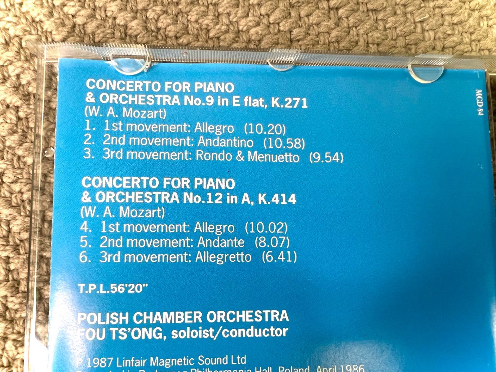 激レア！サイン入り【Mozart: Piano Concertos No. 9 & 12】Fou Ts