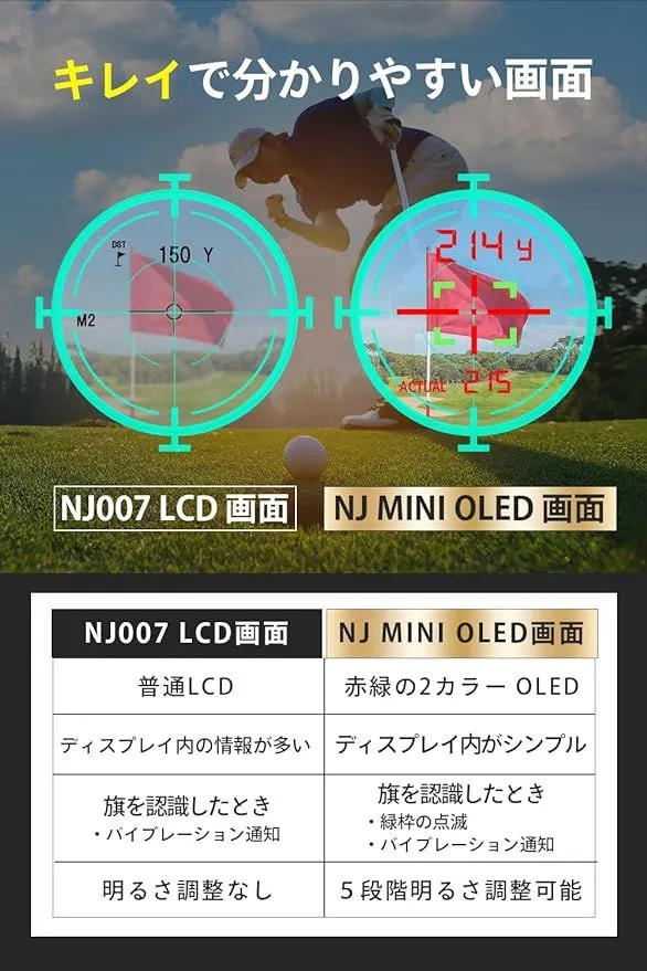 NINJOR GOLF ゴルフ レーザー 距離計 NJ MINI OLED LCD コンパクト ...