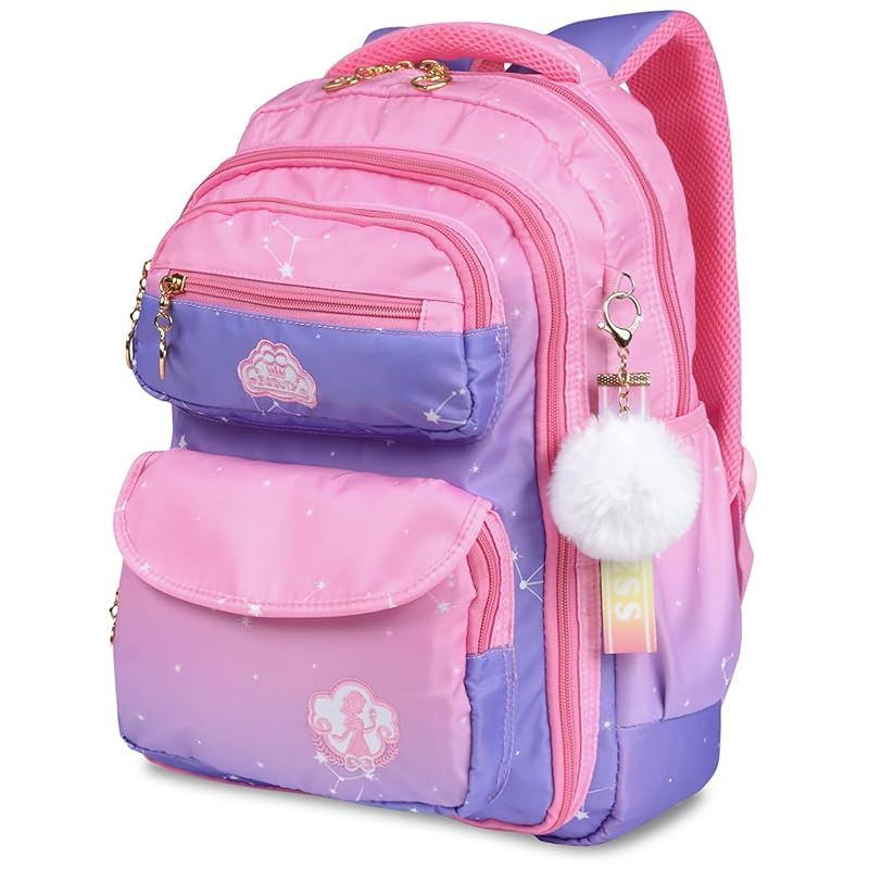 [Au0026Y] リュック キッズ リュックサック 撥水性 小学生 低学年 かわいい保育園 入学 遠足 お祝い 女の子 子供 子供の日 プレゼント (S， ピンクu0026パープル) 0