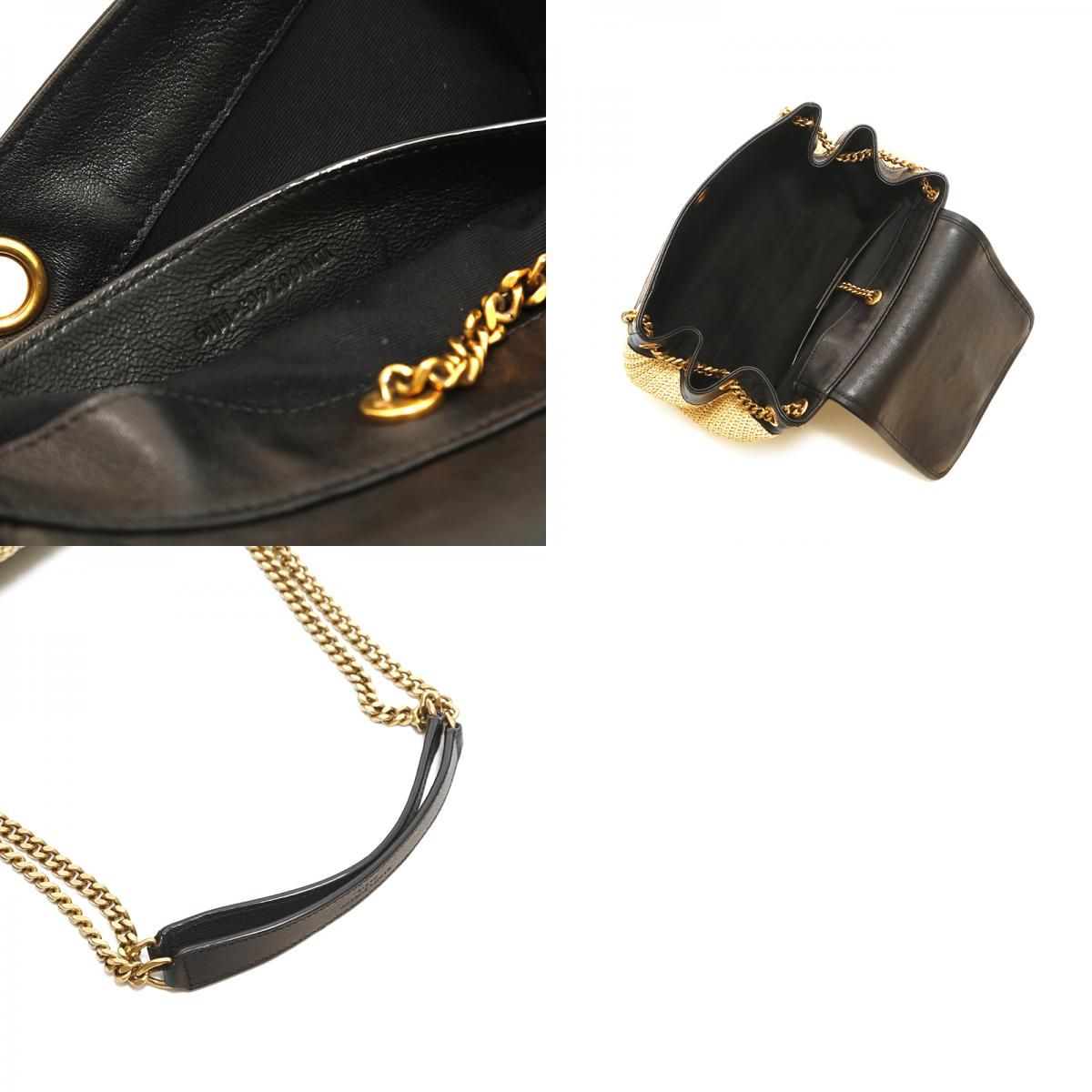 SAINT LAURENT チェーンストラップ ラフィアショルダーバッグ ネット限定】 SAINT LAURENT サンローラン ニキ ラフィア