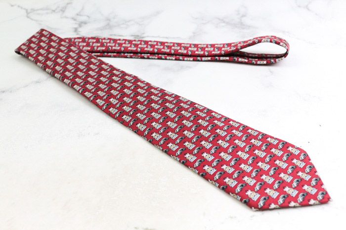 LOUIS VUITTON ネクタイ 車柄 総柄 レッド シルク メンズ 高級 ルイ