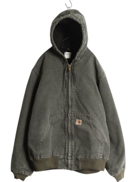 【お得なクーポン配布中!】 US企画 00s カーハート アクティブ ジャケット メンズ L / オールド CARHARTT ダック パーカー 中綿 キルティング ライナー モス グリーン