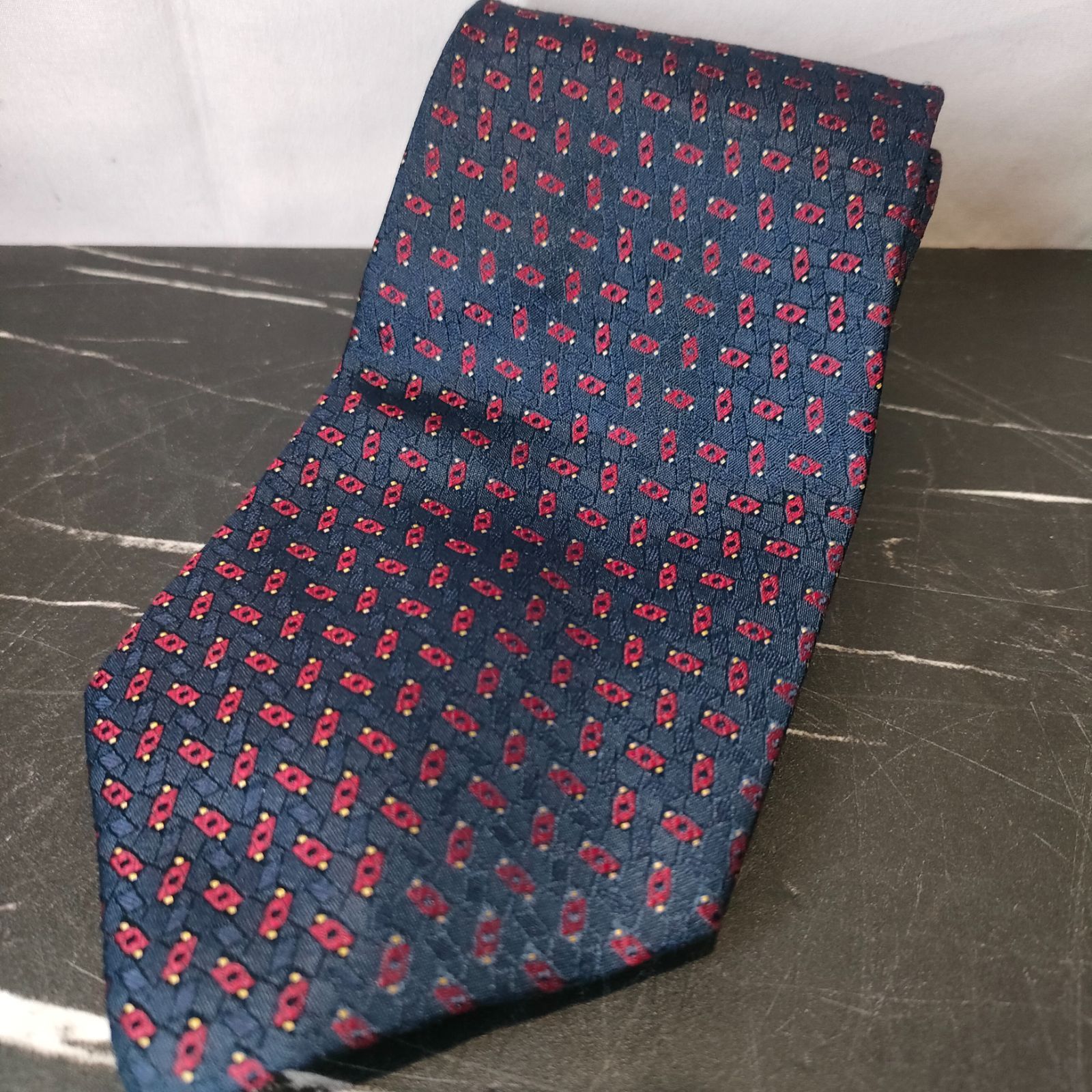 訳あり】クリスチャン・ディオール Christian Dior 幾何学模様 ブルー