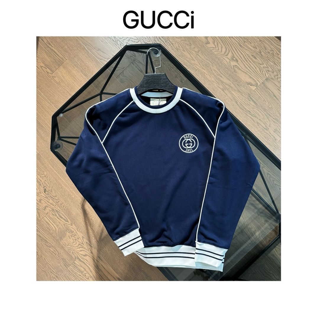 GUCCI ラメ入り長袖セーター Mサイズ グッチ（GUCCI） 秋の新モデル アルファベット刺繍ロゴの丸首