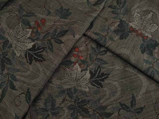 平和屋着物○本場大島紬 カタス7マルキ 流水枝花文 正絹 逸品 未使用