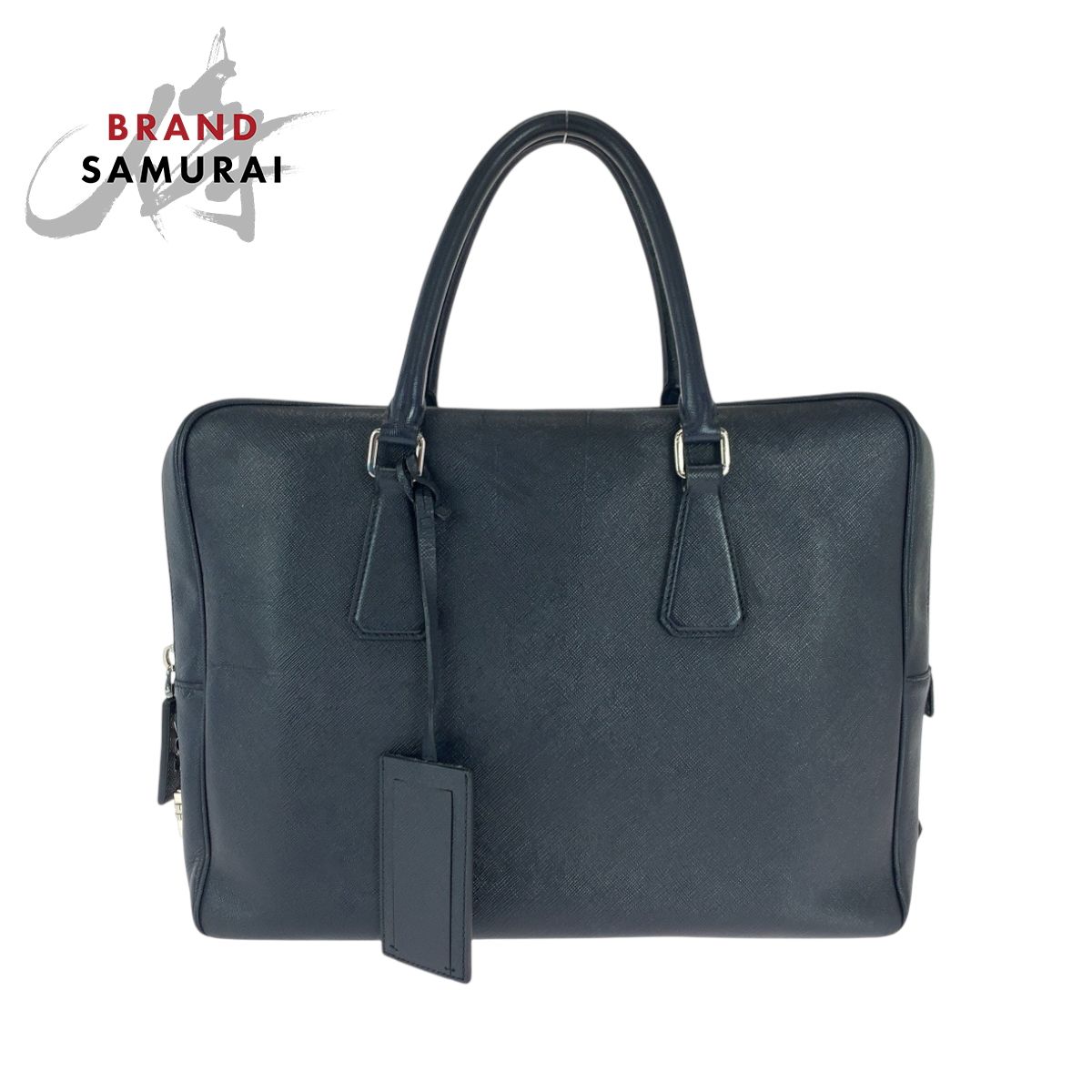専用【PRADA】ビジネスバッグ　三角ロゴプレート　サフィアーノレザー　ネイビー 美品 プラダ 三角ロゴ ビジネスバッグ 裏地総柄 サフィアーノ