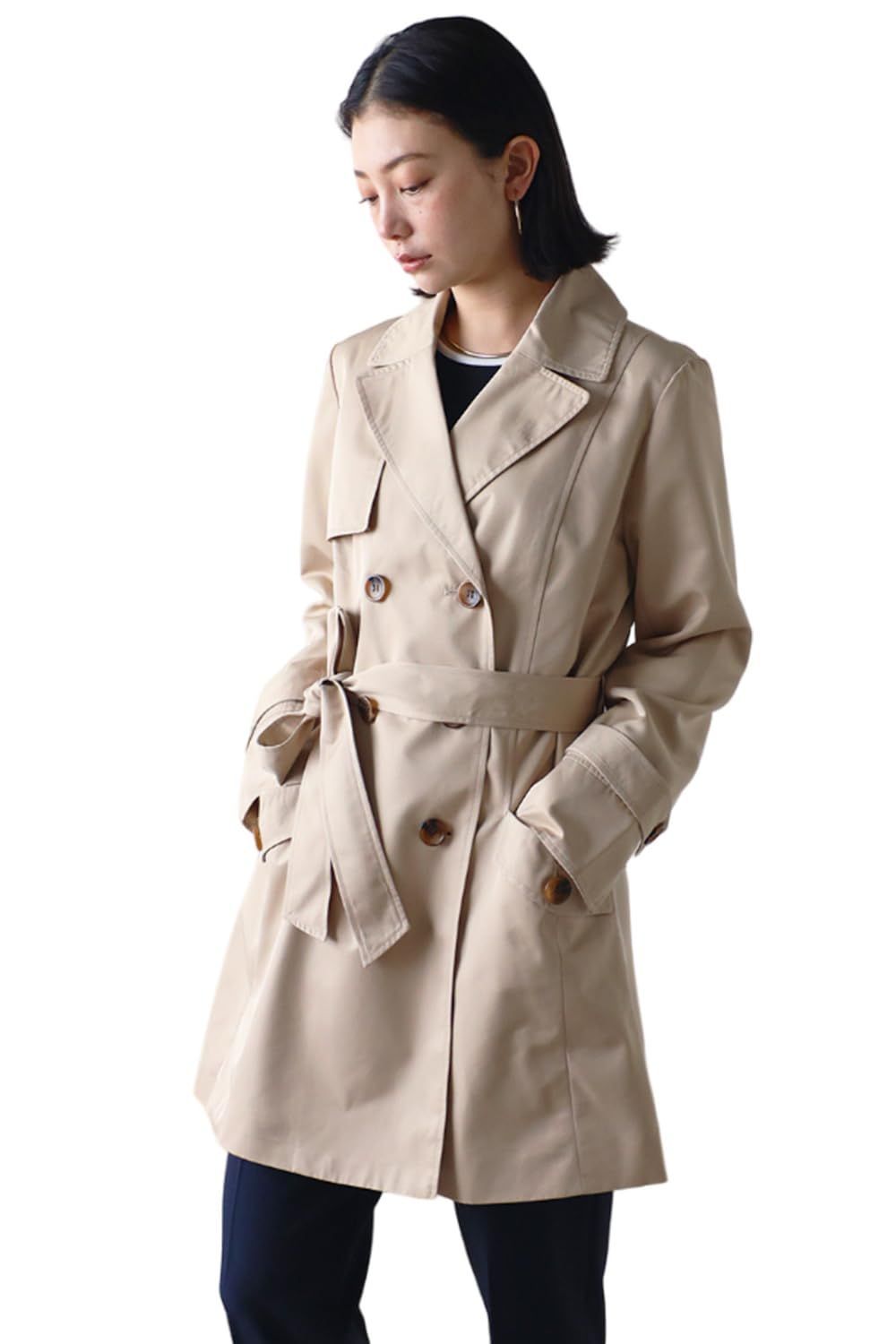 Size M_Color ベージュ RIRIY?NOリリヤーノ トレンチコート レディース スプリングコート トレンチ 春 ミドル丈 M L LL 3L 4L 2127-112001 M Ｌベージュ