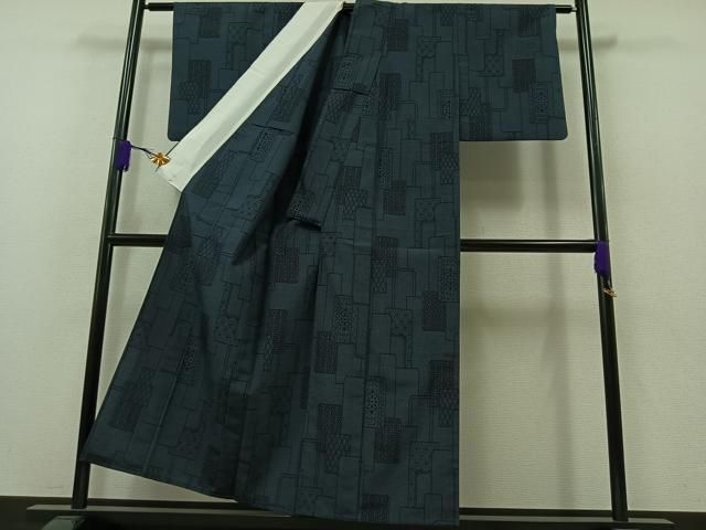 平和屋着物▽本塩沢 訪問着 単衣 110亀甲 吉祥文 正絹 逸品