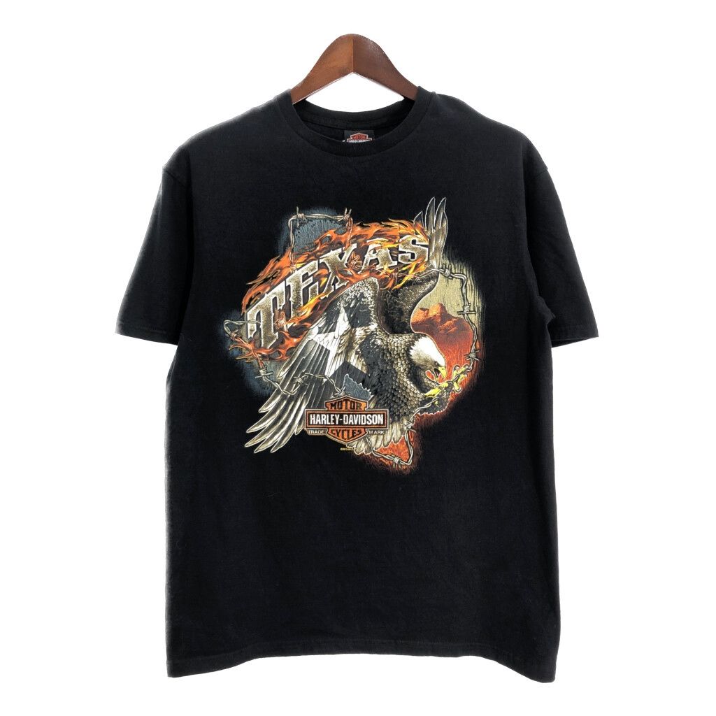 HARLEY DAVIDSON ハーレーダビッドソン 半袖Ｔシャツ モーターサイクル ブラック メンズ L 古着 U0602