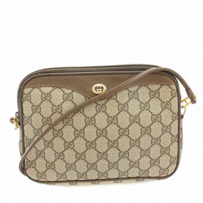 【美品】GUCCI キャンバス レザー ショルダーバッグ GG柄 保存袋付 GUCCI グッチ キャンバス×レザー GG柄 フラップ ショルダー バッグ