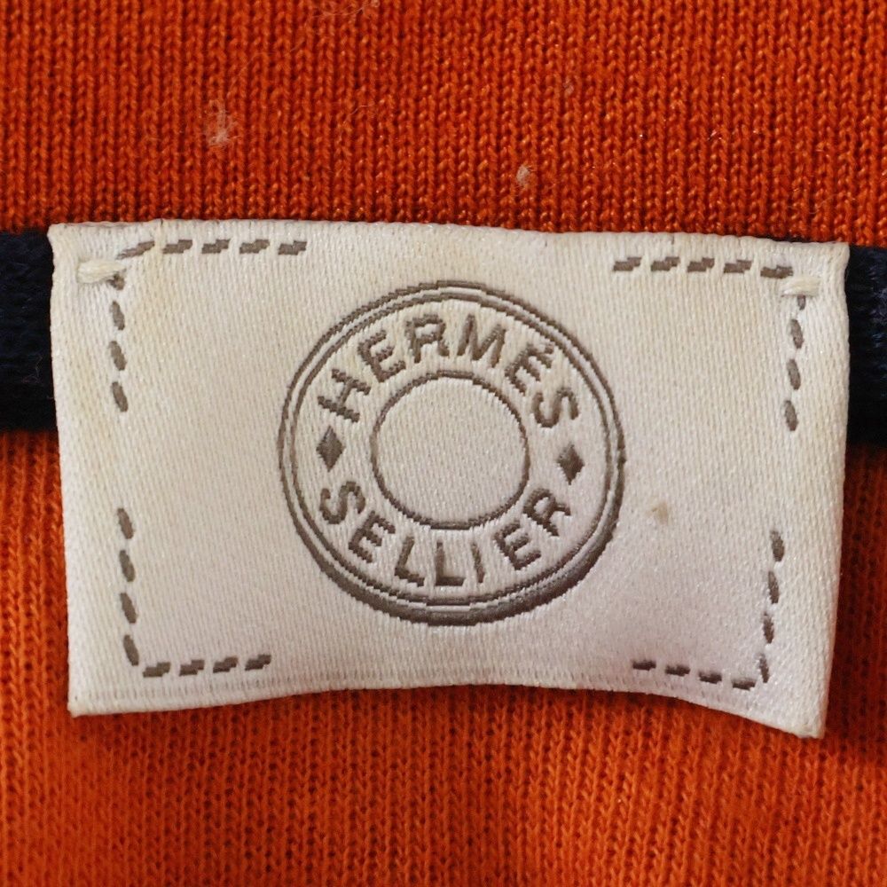 HERMES エルメス ポロシャツ 半袖シャツ オレンジ シルバーボタン L HERMES (エルメス) ポロシャツ 半袖シャツ オレンジ シルバー