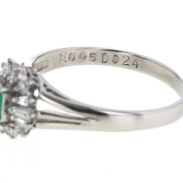 Pt900 プラチナ リング エメラルド 0.45ct ダイヤモンド 0.24ct 
