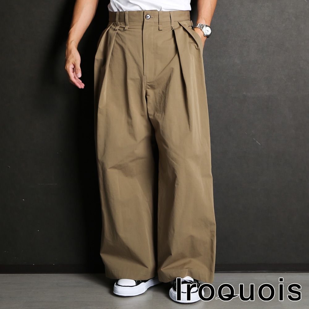 Iroquois/イロコイ】 HIGH COUNT RUBBER CLOTH WIDE CHINOS / 2タック