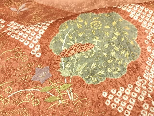 平和屋着物□訪問着 駒刺繍 絞り 花籠文 高島屋扱い 逸品 CAAB1859ev