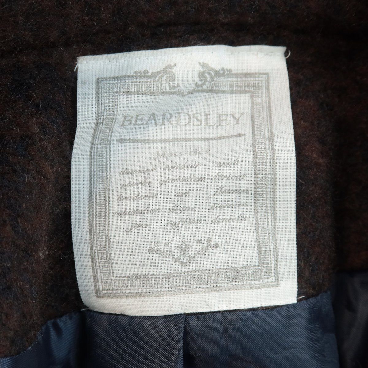 美品】ビアズリー☆あったかコート ウール&モヘヤ混♪サイズF ゆったり  