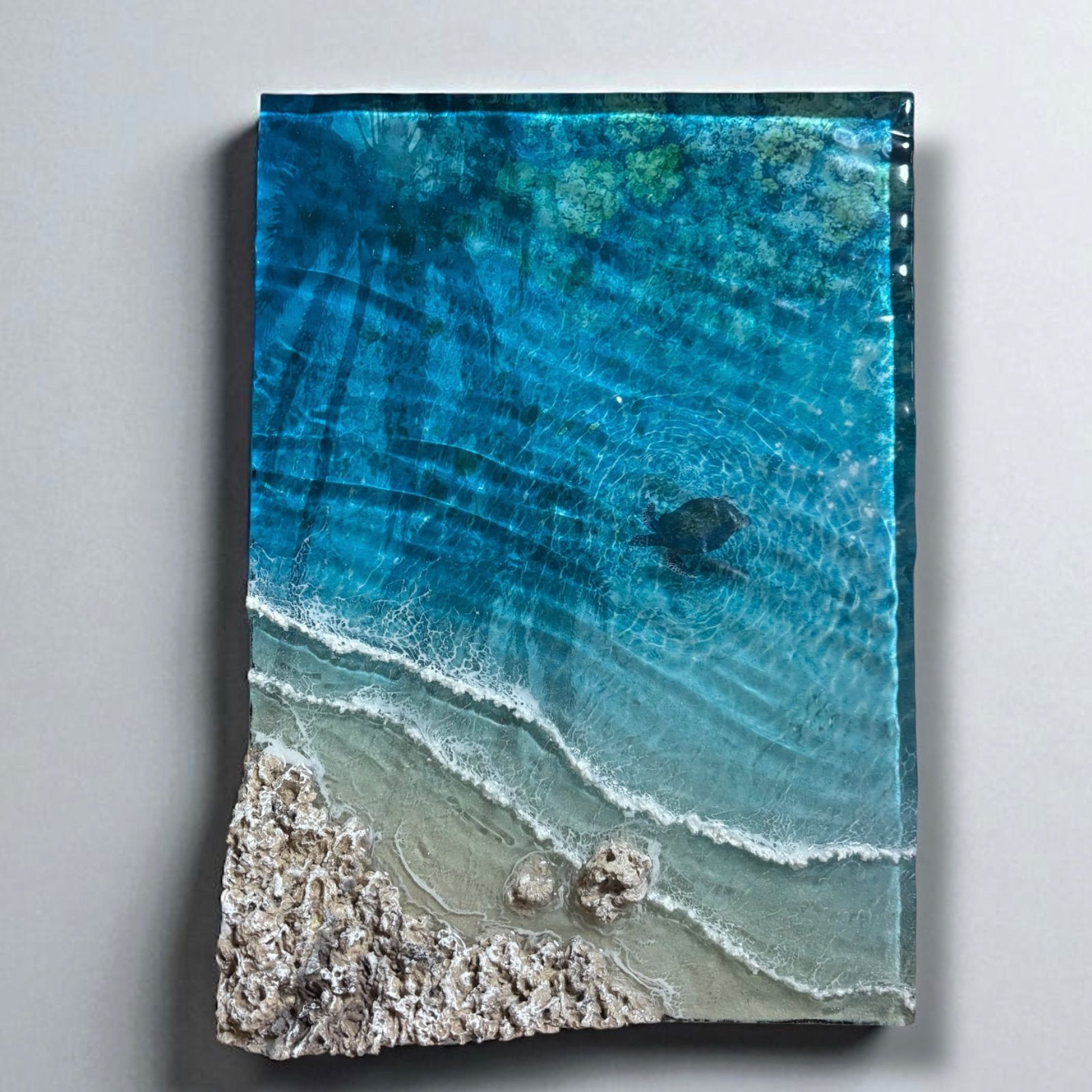 サイズも豊富。 <傾斜厚盛りボード ヤシの影> 超立体 沖縄の海 レジンアートボード 美ら海 オーシャンアート N657 今すぐ一括検索！