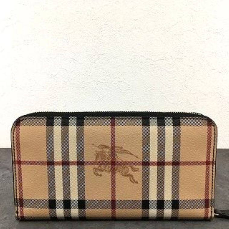 送料込み！ 状態良好 BURBERRY ジップウォレット チェック ブラック  