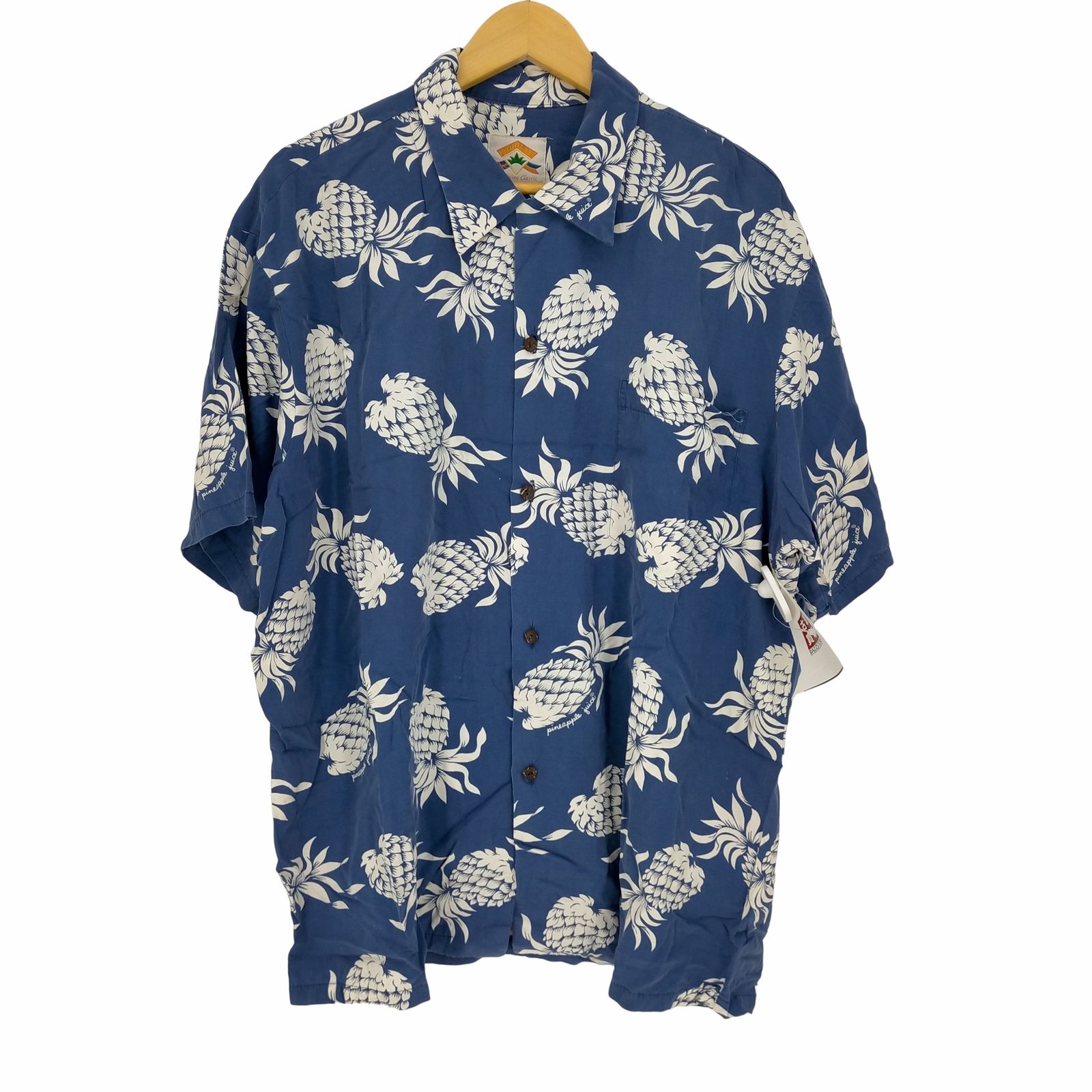 ユーズドフルギ USED古着 {{PINEAPPLE JUICE}} USA製 パイナップルプリント レーヨンアロハシャツ メンズ JPN：XL 