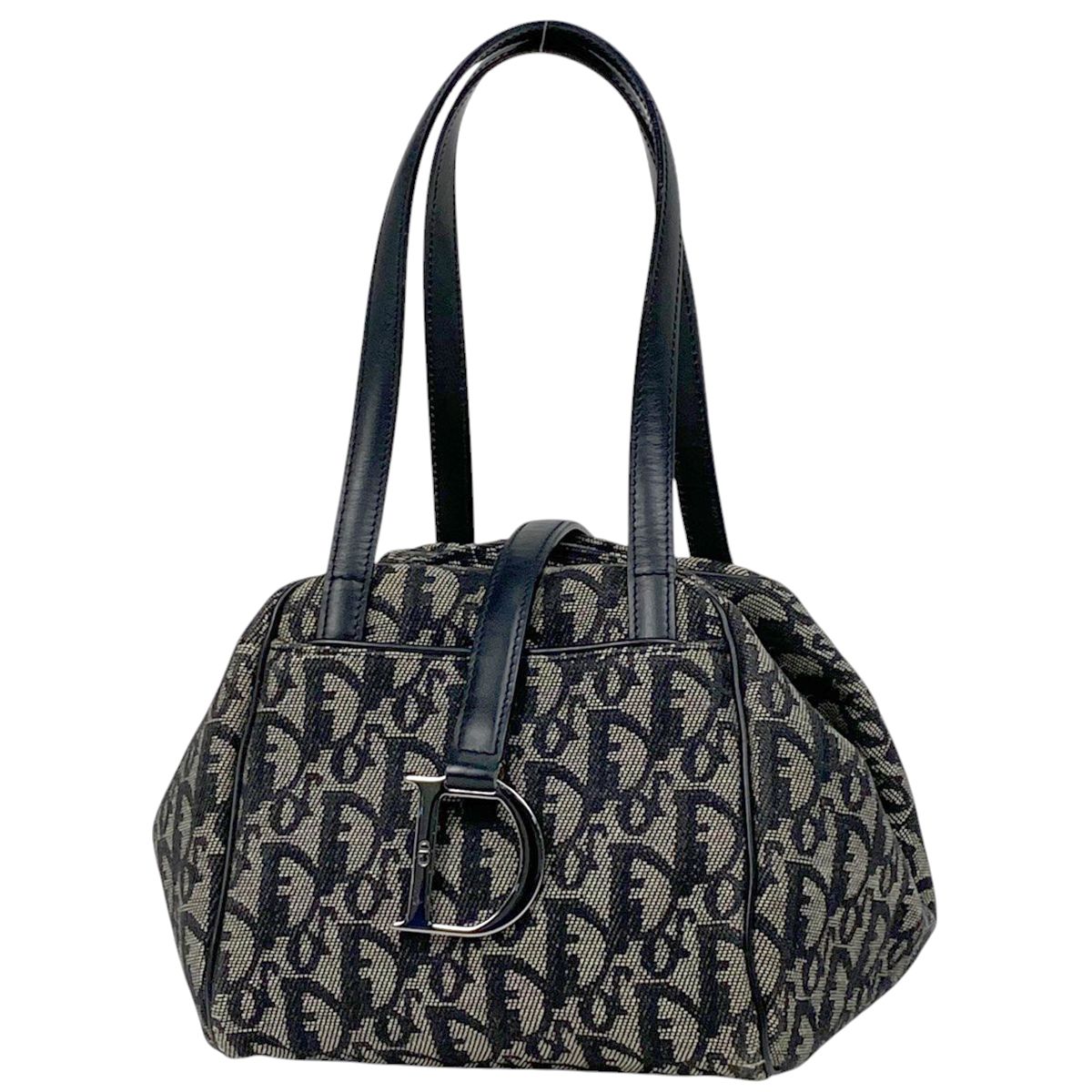 クリスチャンディオール Christian Dior トロッター柄 ハンドバッグ 手提げ ハンドバッグ キャンバス ブラック グレー レディース