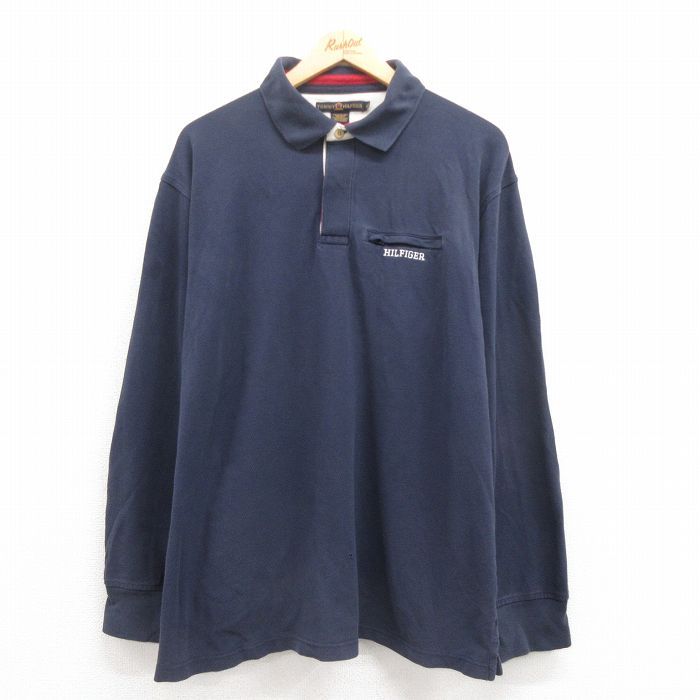 トミーヒルフィガー ハーフジップ 長袖 ラガー シャツ ヴィンテージ XL/古着 トミーヒルフィガー 長袖 ブランド ラガー シャツ