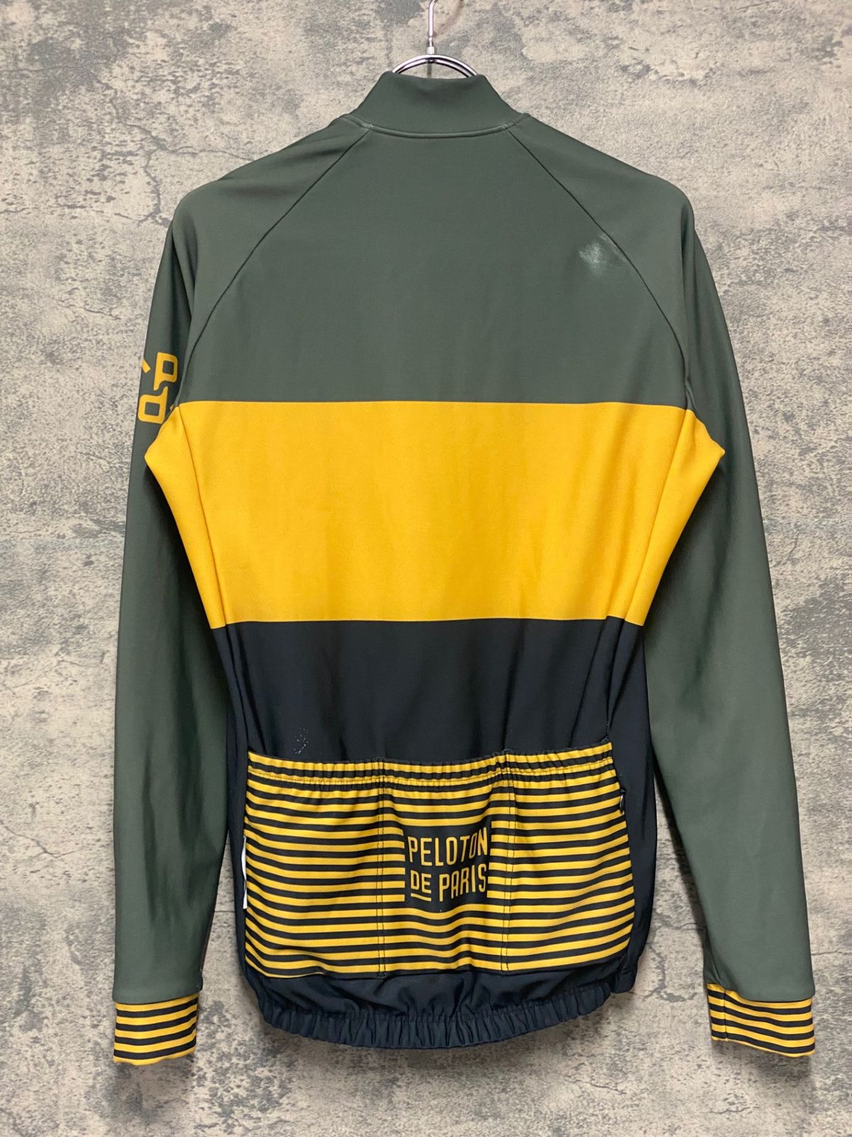 JK701 プロトンドパリ PELOTON DE PARIS Domestique LS Jersey 長袖 サイクルジャージ カーキ 黄 紺 M 裏起毛