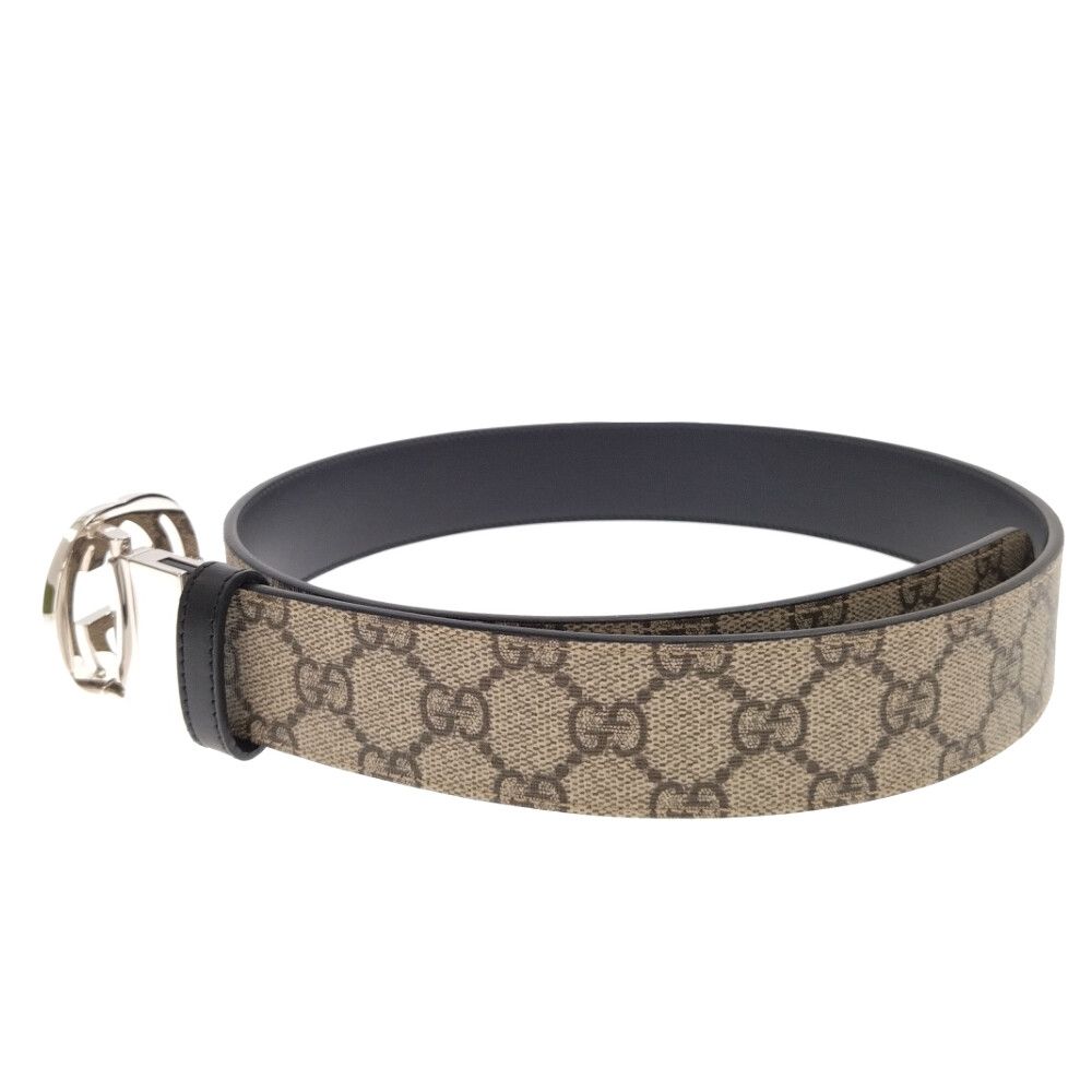 美品　グッチ ベルト インターロッキング　ゴールド コンビ　レザー　サイズ調整可 GUCCI グッチ ベルト インターロッキング GGロゴ レザー