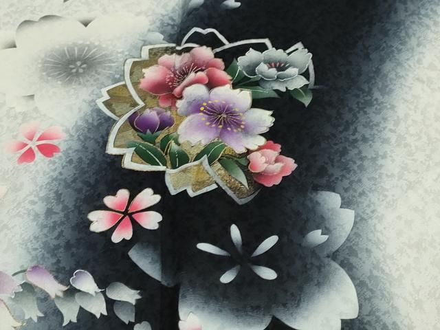 平和屋着物○豪華振袖 友禅 作家物 枝花文 鬼しぼ縮緬 正絹 逸品