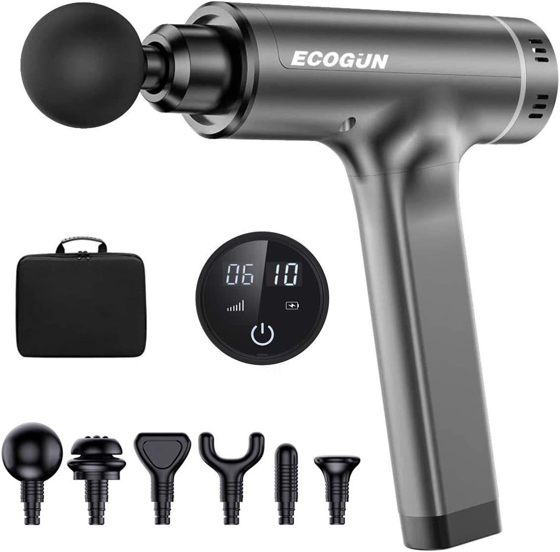 ECOGUN 筋膜リリースガン 筋膜ガン 6段階スピード 強力振動 690g超軽量 2400mAh大容量 充電式 静音 筋肉リラック ハンディガン  携帯便利 日本語取扱説明書付き