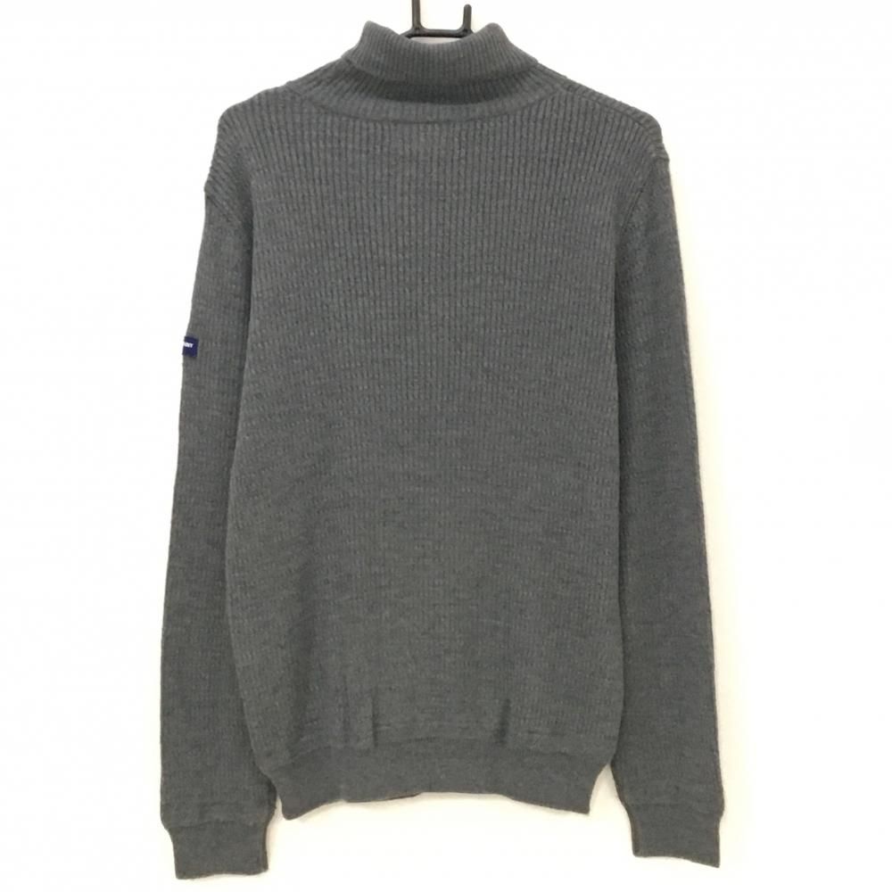 マスターバニー セーター グレー 細ケーブル編み ウール混 タートルネック メンズ 6 XL ゴルフウェア MASTER BUNNY EDITION