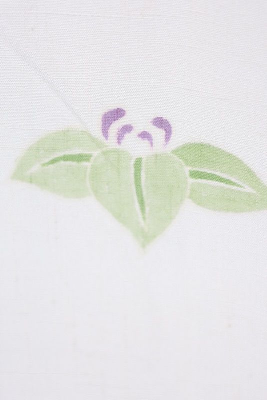 訪問着 新品未使用品 小千谷紬 オフホワイト 紫 ブルー 緑 薄茶 赤