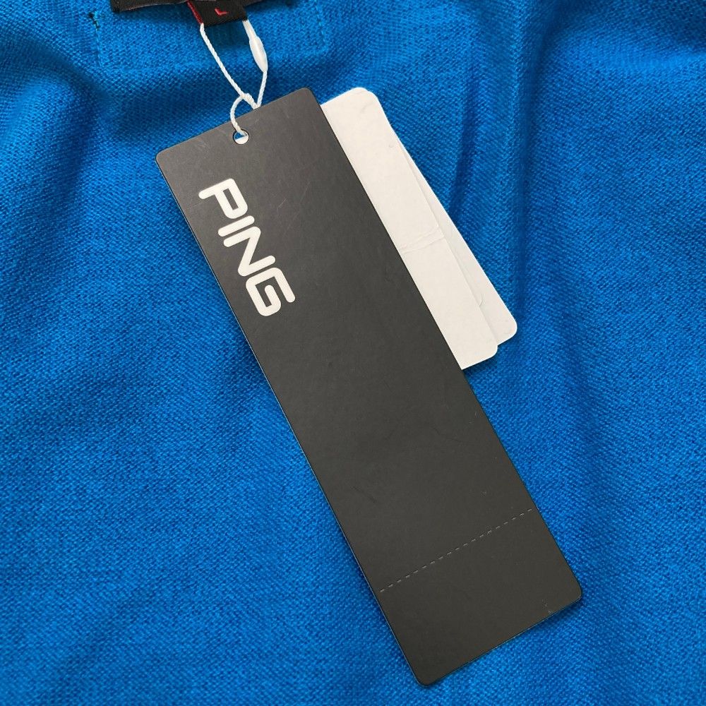 サイズ：L PING ピン  ウール混 長袖ニットセーター  ブルー系 [240101415040] ゴルフウェア レディース ストスト サイズ：L PING ピン ウール混 長袖ニットセーター ブルー系