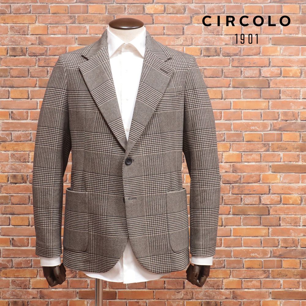 CIRCOLO1901 ジャージージャケット グレー チェック 裏起毛 46 24AW/CIRCOLO 1901/52サイズ/快適ジャケット CN4548 裏起毛