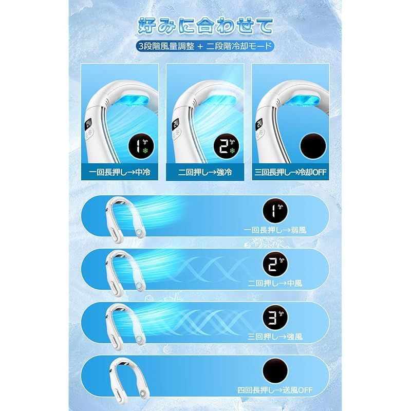 冷却機能付きネックファン / 3段階風量調節 / 15時間連続稼働 【公式通販】