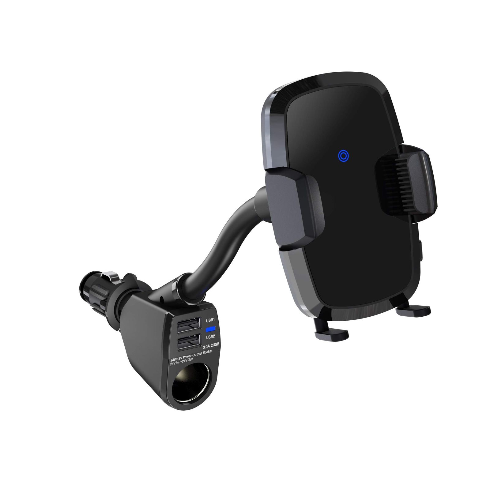 【迅速発送】ペルシード(Pellucid) 車内用品 スマホホルダー Qi対応フレキシブルワイヤレス充電ホルダー シガーソケット取付タイプ BK SPH1906