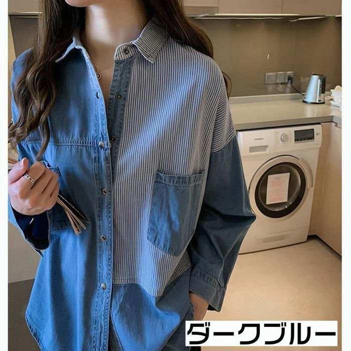 デニムシャツ レディース パッチワーク ウエスタン シャツ