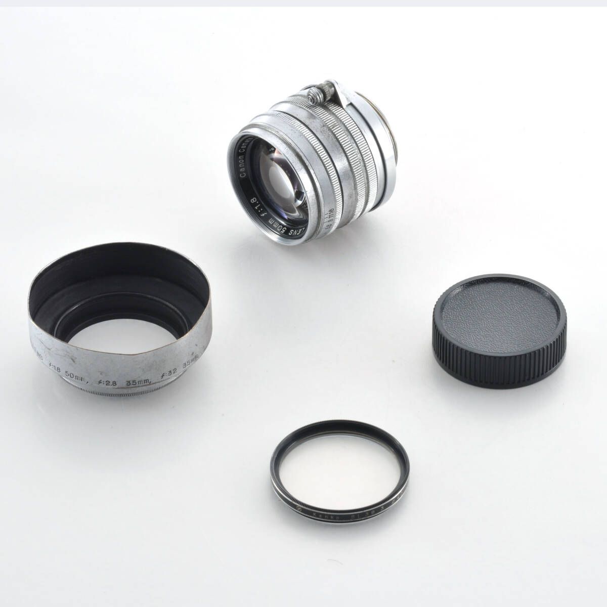 期間 経年の汚れ分 き価格 キヤノン Canon 50 mm F 1 8 ライカL 39マウント クラシックレンズ フード付き J 342