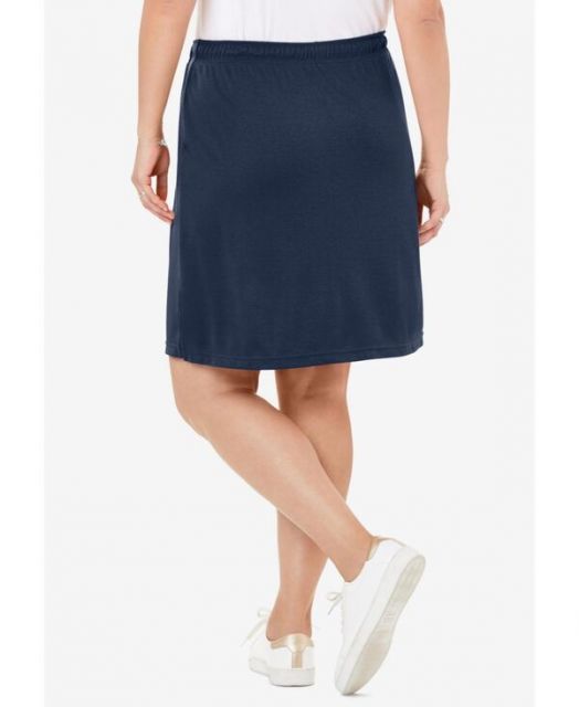 ウーマン ウィズイン レディース スカート ボトムス Plus Size Within Sport Knit Skort Navy