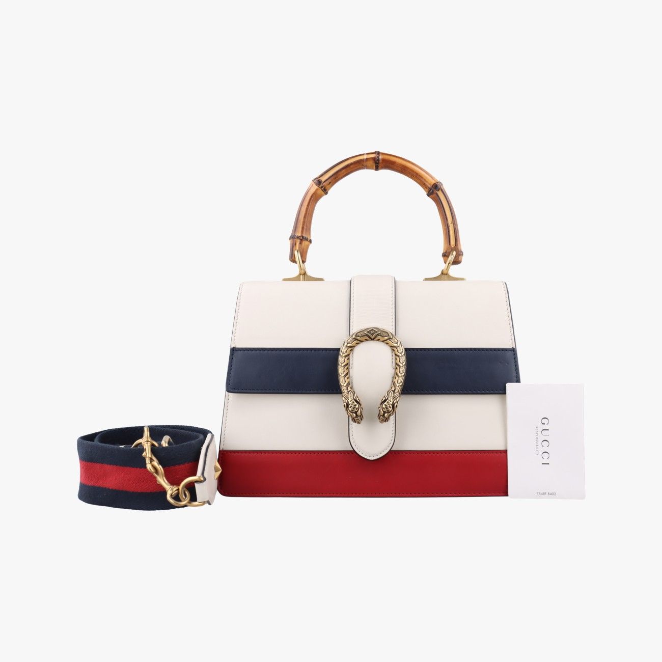 グッチGucciディオニュソス ホワイト×ネイビー×レッド レザー 448075  