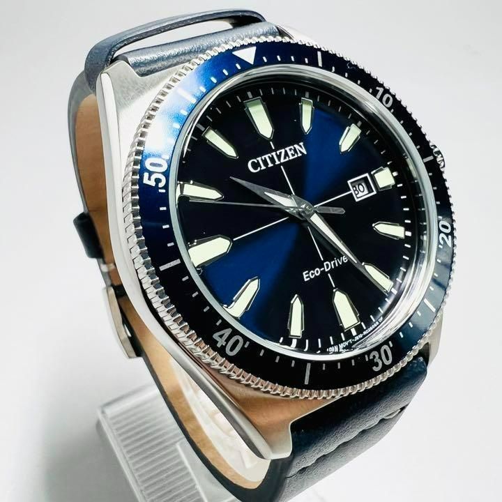 新品】シチズン エコドライブ 定価4.3 ブルー シルバー メンズ腕時計-