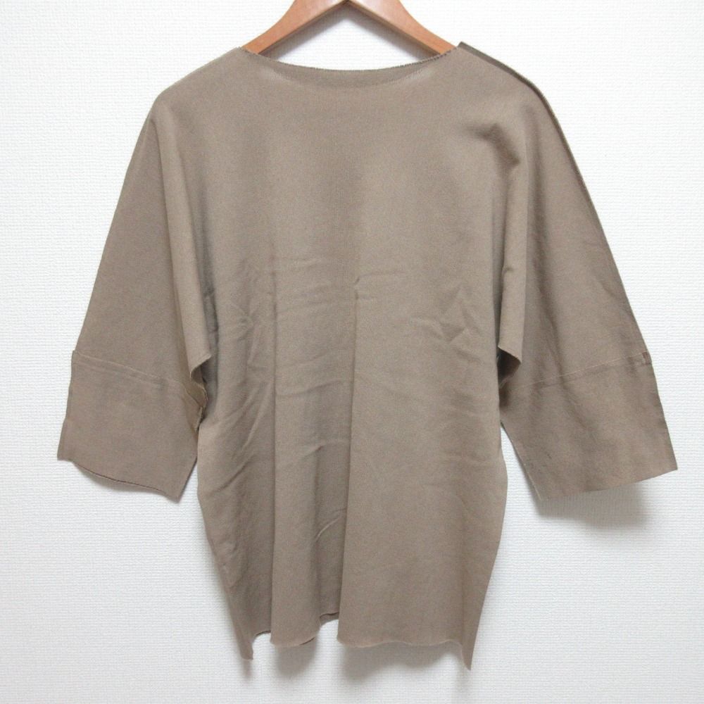 22 SS me ISSEY MIYAKE ミーイッセイミヤケ ハーフスリーブ スムースニット カットソー プルオーバー モカ レディース 古着