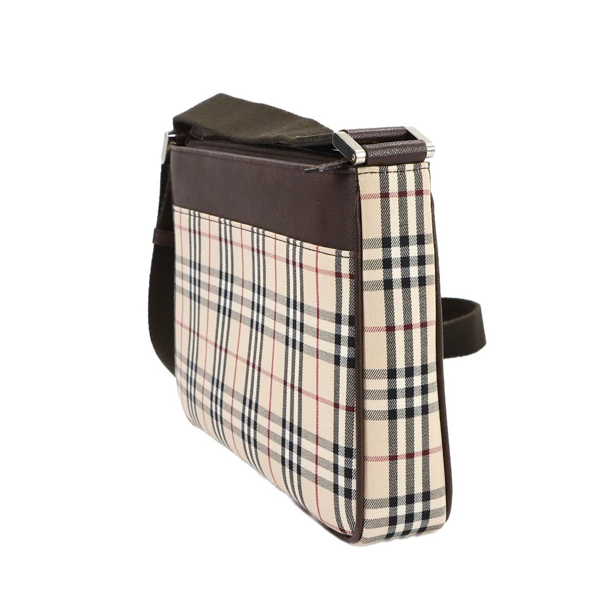 【未使用に近い】バーバリー　ショルダーバッグ ノバチェック ダークブラウン 新品同様 バーバリー BURBERRY ノバチェック ショルダー バッグ